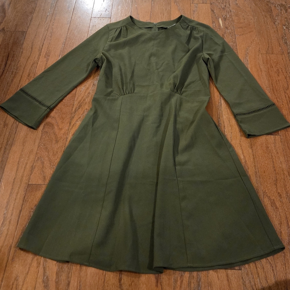 New Without Tags Dark Khaki Green Long Sleeve Dress